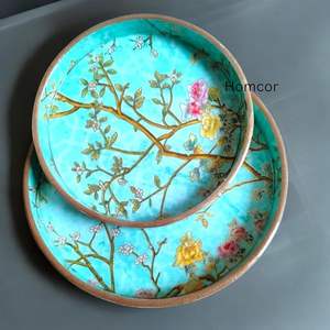 Ensemble de plateaux de service en bois MDF multicolores de qualité supérieure plateau décoratif pour thé café grand plateau à café Premium - Product Image 3