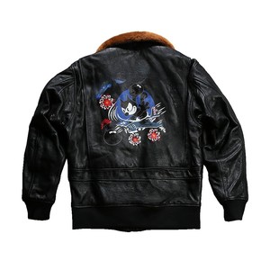 เสื้อแจ็กเก็ตหนังสำหรับผู้ชายปกเสื้อขนสัตว์ปรับได้เสื้อแจ็คเก็ตหนังมีป้ายสำหรับด้านหลังดีไซน์ล่าสุด - Product Image 4