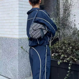 Ensemble de survêtement d'hiver pour femme de haute qualité, coupe-vent uni, design avec passepoil en nylon, ensemble 2 pièces, broderie, imperméable, personnalisé, chaud - Product Image 5