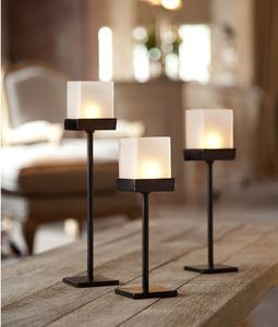 Bougeoir en métal de support de fer de conception simple avec le dîner aux chandelles de partie de décoration de mariage de plaque en bois - Product Image 4