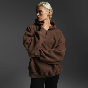 Sweat-shirt zippé de jogging en laine chaud d'hiver pour hommes sweat à capuche doublé Sherpa surdimensionné personnalisé style pull-over vente en gros - Product Image 4