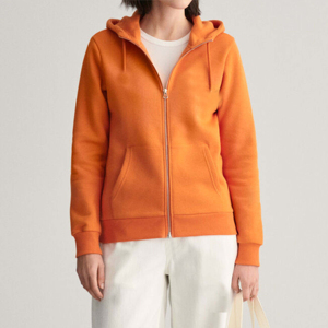 Sudadera con cremallera para mujer Sudadera con capucha de lana de algodón naranja de gran tamaño con cremallera Streetwear Ropa de invierno cálida Sudaderas con cremallera - Product Image 5