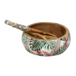 kitchen Decor Table Accessories Wooden Made Decorative Bowl Colorful Antique Item Logo Engraving Wooden Bowl