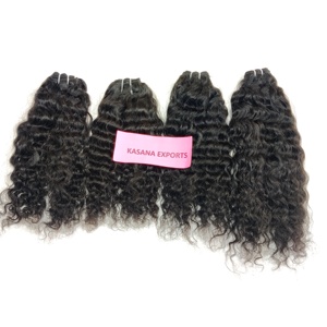 Extensions de cheveux indiens 100% naturels Deep Wave vendeurs de cuticules alignés pour les femmes couleur noire pas cher prix Curl Style Bundled - Product Image 2