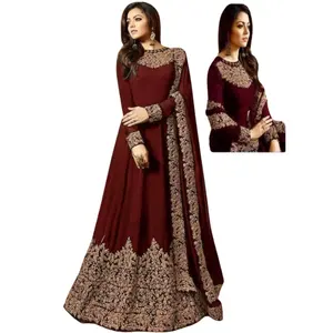Roupas bordadas de qualidade premium Paquistão 3 peças ternos asiáticos novo estilo vestido maxi para noiva bordado de mangas compridas para mulheres