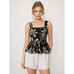 Blusa con Estampado Natural, Manga con Volantes, Botones al Frente, Estilo Coreano para Mujer, Tallas XS-XL, Viscosa, Seda, Chifón, Floral, Linda, para Oficina, Primavera/Verano - Product Image 3