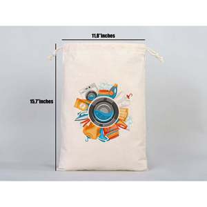 Personalized Cotton <b>Drawstring</b> Bags Custom 12W X 16H Muslin <b>Pouches</b> Screen Printing Embroidery for Clothing Crafts Packaging Wig - Product Image 3