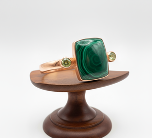 Rudra Gems Unisex Bangle Bohemian Style Rose Gold Plated Tibetan Silver Beaded <b>Bracelet</b> <b>Malachite</b> Cuff Cabochon Handcrafted - Product Image 5