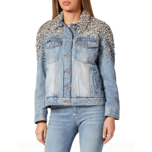 Chaquetas Vaqueras Casuales de Invierno para Mujer, Chaquetas Vaqueras con Decoración Múltiple Personalizada, Chaquetas Vaqueras Azules con Peluche para Mujer - Product Image 3
