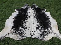 Grand tapis en cuir de vache noir et blanc, tapis en peau de vache brésilienne, tapis en cuir de vache 5 x 6