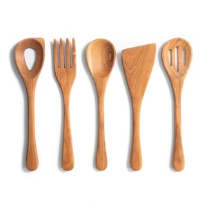 Eco-friendly 3 pcs Soft Grip Non-toxic Natural Teak <b>Wooden</b> <b>Spatula</b> Spoons Set For Cooking Non-Stick Pan Utensils Tools - Product Image 5