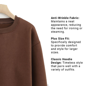 Sudadera de cuello redondo para mujer, talla grande, antiarrugas, estilo hombro caído, con logotipo personalizado, para otoño/invierno, forrada, venta al por mayor - Product Image 5