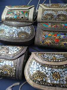 Sacs en résine et pochette en résine Kundan, sac à main de créateur, sac à bandoulière pour femme, sac à main en résine marbrée verte, pochette en nacre - Product Image 2