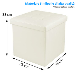 Pouf quadrato Beige 40x40x40 cm poggiapiedi imbottito con portaoggetti bianco grigio nero casa sgabelli mobili da soggiorno e Pouf" - Product Image 2