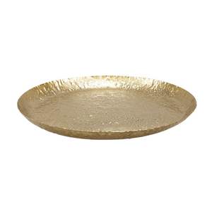 Plateau de service rond en plastique de style luxueux et tendance, personnalisation diversifiée, plateau de restaurant en plastique plaqué or avec poignées - Product Image 5