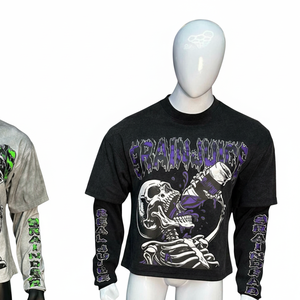 T-shirt à manches longues imprimé vintage en coton 100% pour homme, lavage à l'acide, manches longues personnalisées pour homme et femme, 350 g/m², prix avantageux - Product Image 6