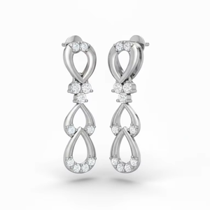 Pendientes Colgantes Clásicos con Motivo de Hoja en Oro de 14K y Diamantes |   Diamante de Corte Brillante de 0.30 Quilates - Product Image 1
