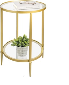 Support de plante en acier doré vintage avec étagères en verre fumé, table d'appoint de style moderne du milieu du siècle - Product Image 1