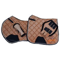Tapis de selle CST 253 S-box en mousse respirante à paillettes dorées, amortisseur de chocs pour dressage et saut d'obstacles, pour chevaux, usage équestre, logo personnalisé