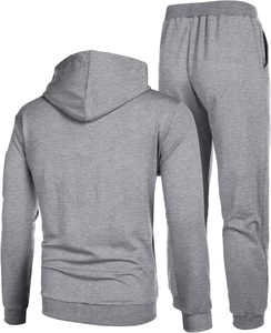 Conjunto Deportivo de Felpa Gris de Invierno Unisex Personalizable OEM, 2 Piezas, Estilo Holgado, Transpirable, con Sudadera Estampada y Pantalones Cortos, Tallas Grandes - Product Image 4