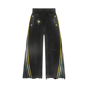 OEM Custom Manufacturer Men Streetwear Heavyweight Tracksuit Acid Washed Distressed <b>Embroidery</b> Men's Tracksuit <b>Set</b> - Product Image 4