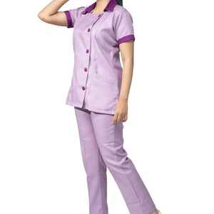 Uniformes Médicos de Enfermera con Diseños Nuevos en Oferta, Conjuntos de Uniformes de Algodón de Punto para Personal de Hospital, Color Negro y Estampado Sólido - Product Image 2