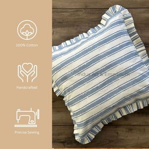 Indian Handmade Floral Hand Block Printed Slub Cotton Cushion Covers for Home & Hotel Use 100% Cotton Customizable Colors - Product Image 2