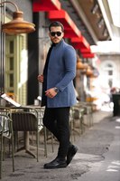 Abrigo de lana cruzado para hombre, estilo parka, a cuadros, corte regular, clásico de invierno, con solapa, informal de negocios, cálido, con botones, talla única