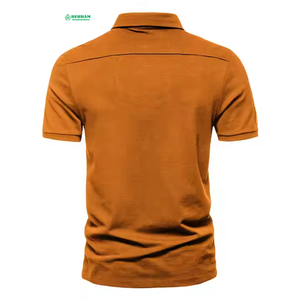 Polo personnalisé marron pour homme – T-shirt uni en coton peigné avec revers et manches courtes – Polo décontracté pour homme - Product Image 5