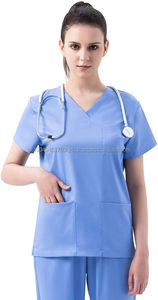 Uniformes médicaux personnalisables OEM pour infirmières, unisexes, en sergé de coton, avec détection d'aiguilles et fusion sans couture - Product Image 3