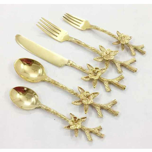 Juego de cubiertos de cocina de acero inoxidable chapado en oro y mango único, nuevo desarrollo con la mejor calidad - Product Image 5