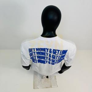 Camisetas Personalizadas con Estampado Puff en Color Blanco, Estilo Urbano, Holgadas, de Algodón Grueso, Estilo Vintage, Transpirables para Hombre - Product Image 4