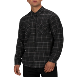 Camicia Casual a Quadri da Uomo Hurley Collezione Spitfire Nera con Colletto alla Coreana Antipiega 100% Cotone Flanella Taglia Media 6XL - Product Image 1