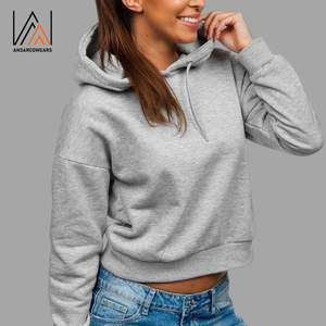 Sweats à capuche chauds de couleur unie XS Gym pour femmes recadrée style High Street avec logo personnalisé coupe ajustée col à capuche vente en gros - Product Image 3