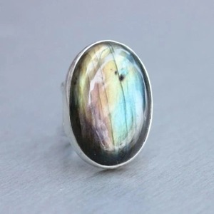 925 Sterling <b>Silver</b> Women and <b>men</b> Labradorite <b>Rings</b> Gift for her - Product Image 2