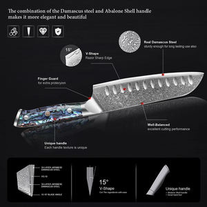 Cuchillo de acero de Damasco japonés profesional, con mango de resina, hoja afilada fija, servicio OEM ODM personalizado de calidad superior al por mayor - Product Image 3