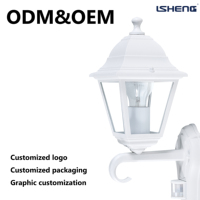 Lampe murale/plafond de jardin Lisheng rétro, étanche IP44, à capteur, télécommande, intensité variable, douille E27