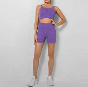 Conjunto de Yoga de algodón 100% de alta calidad para mujer, Sujetador deportivo personalizado con MOQ bajo, mallas con patrón impreso, gimnasio, Fitness, deportes - Product Image 4