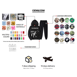 Ensembles de survêtements décontractés pour hommes, écologiques, personnalisés, légers, de haute qualité, en coton/polyester, avec capuche, vente en gros - Product Image 5