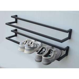 ชั้นวางติดผนังโลหะแนววินเทจทำมือสำหรับจัดระเบียบพื้นที่เคลือบผงสีดำสำเร็จรูปร่างและขนาดที่กำหนดเองได้ในราคาประหยัด - Product Image 1