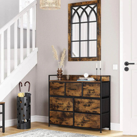 Armoire de rangement de style industriel avec 7 tiroirs en tissu pour commode de rangement de meubles de chambre à coucher avec dessus en MDF et cadre en acier