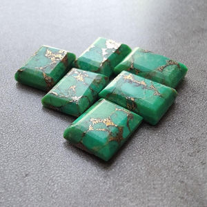 AAA + Qualité Naturel Vert Cuivre Turquoise Rectangle Forme Facette Coupe FlatBack Calibré WholesaleGemstones AllSizesAvailable - Product Image 5