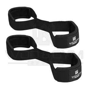 Venta al por mayor Figura 8 Levantamiento de pesas Logotipo personalizado Correas Gimnasio Entrenamiento Levantamiento de pesas Muñequeras Figura 8 Correas de elevación - Product Image 3