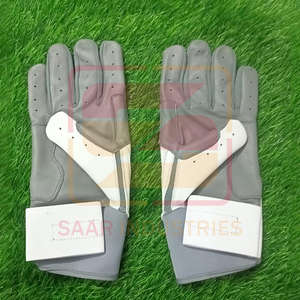 Gants de baseball unisexe professionnels en cuir de vachette de protection des mains de couleur blanche et grise pour la pratique du frappeur, nouvel arrivage - Product Image 3