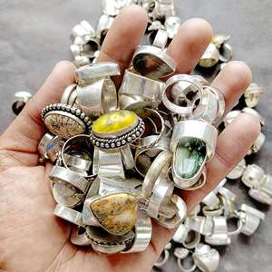 Natural Mix Gemstone <b>Ring</b> Solid 925 Sterling Silver Overlay Handmade Vintage <b>Ring</b> Multi Color <b>Statement</b> <b>Ring</b> for Women Jewelry - Product Image 2