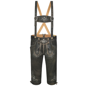 Oktoberfest bundhosen เยอรมันกางเกงขาสั้นหนังบาวาเรียคุณภาพสูงยาวถึงเข่า Lederhosen