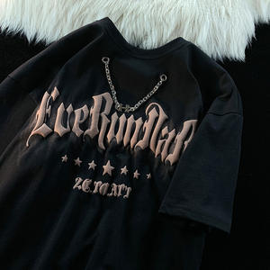 Camiseta con estampado de abullonado en 3D para hombre, proveedor OEM, Camiseta de algodón de gran tamaño, ropa de calle personalizada, logotipo estampado en relieve - Product Image 1