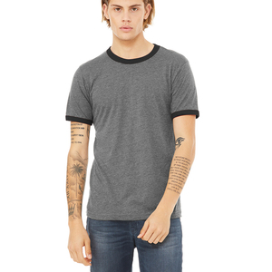 Deep Heather / Black Bella Canvas Ringer Camisetas al por mayor - Product Image 1