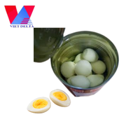 425g Œufs de caille cuits en conserve, en saumure/eau salée, processus de nettoyage, longue durée de conservation, export Vietnam / Marque Viet Delta Lily