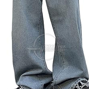 กางเกงยีนส์ขากว้างสำหรับผู้ชายกางเกงขาบานออกแบบได้ตามต้องการโลโก้ใหม่ล่าสุด - Product Image 5